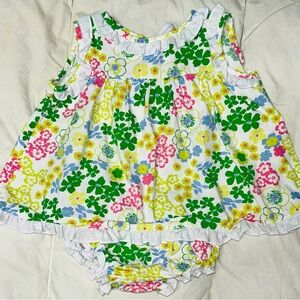 Bella Bliss 2 piece floral top and matching bloomers sz 24 months EUC